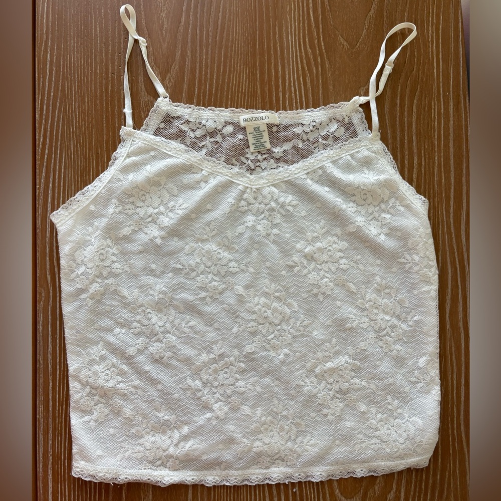 Bozzolo Cream Lace Cami with Floral Overlay